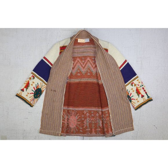 Vintage 1970s Wintuk Sabra Southwest Cardigan Women's S Belted Geometric - Picture 4 of 7